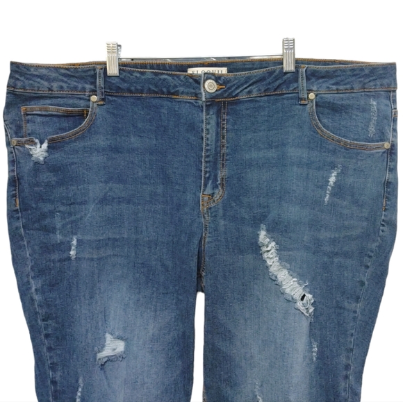 ELOQUII Classic Fit Medium Wash Distressed Boyfriend Jean Women's Plus Size 24 - Picture 4 of 12